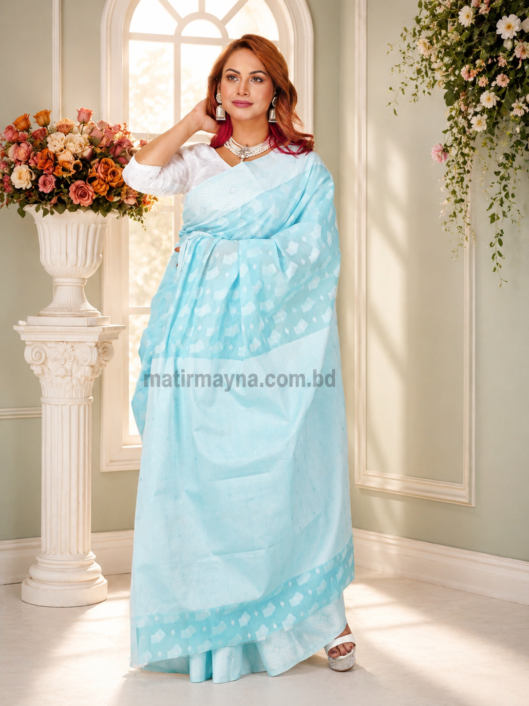 স্কাই ব্লু এলিগ্যান্স জামদানি মাস্টার কপি কোড নং 008