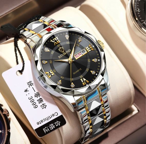 Luxury Binbond watch Silver & Black