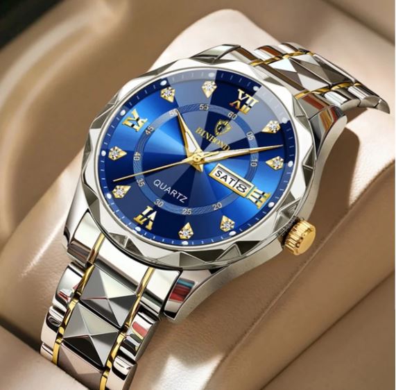 Luxury Binbond watch Silver & Blue